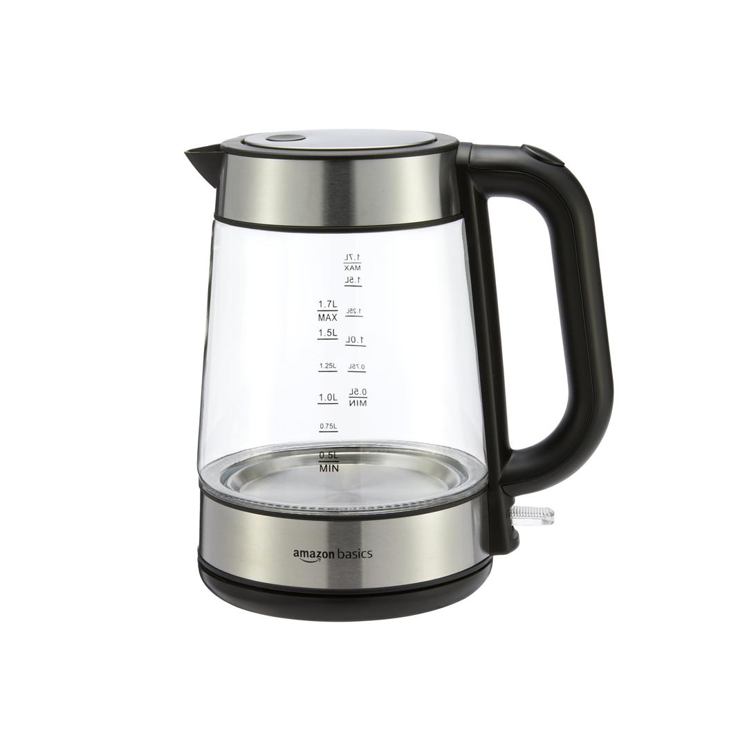 Amazon BasicsGlass Carafe Electric Hot Water Kettle, 1.8 Quarts (1.7L), 1500W, BPA-Free