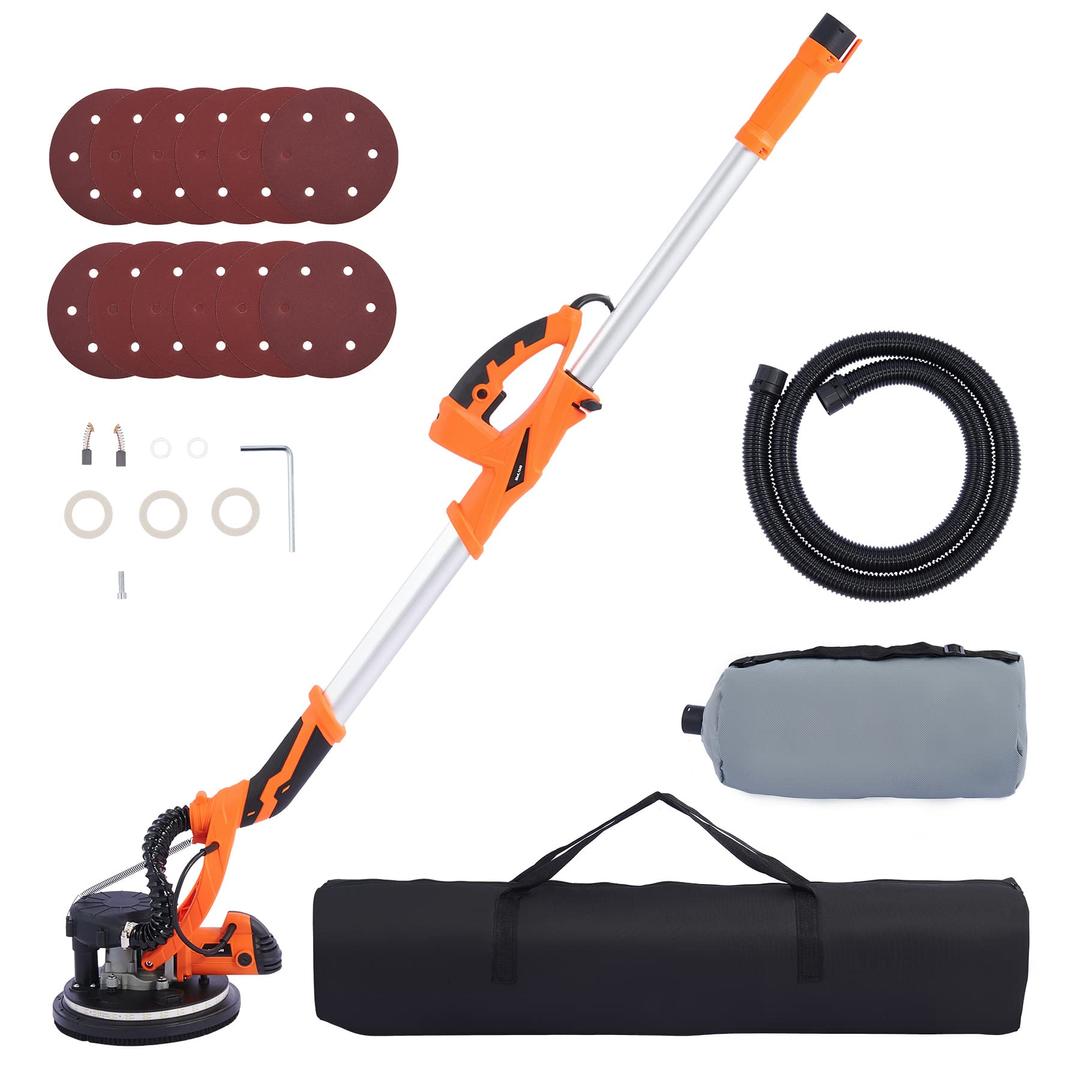 CO-Z 850W Drywall Sander with Vacuum Attachment, 5 Speed Electric Sander with Extendable Handle LED Lights Dust Collector & 12 Sanding Discs, Drywall Power Tool for Woodworking Home Improvement