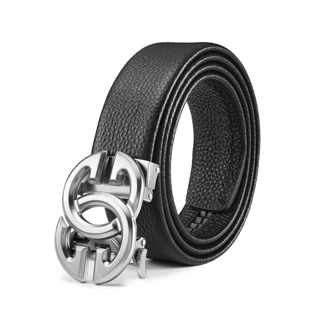 ARIMIAFashion Mens Real Leather Ratchet Belt Black Adjustable Length Full Grain Soft Genuine Cowhide Strap 1.5 Inch Wide