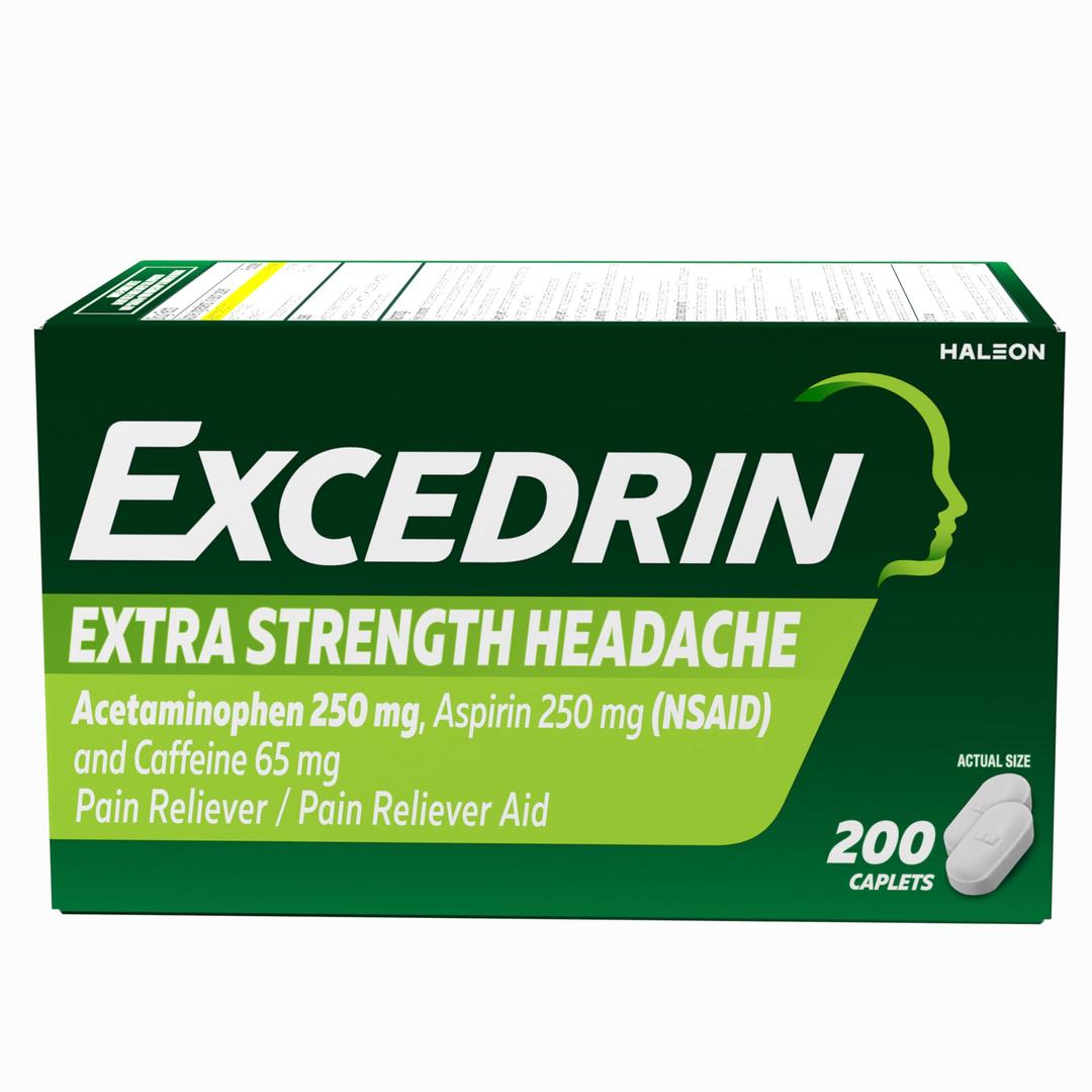 Excedrin Extra Strength Pain Relief Caplets For Headache Relief, Temporarily Relieves Minor Aches And Pains Due To Headache - 200 Count