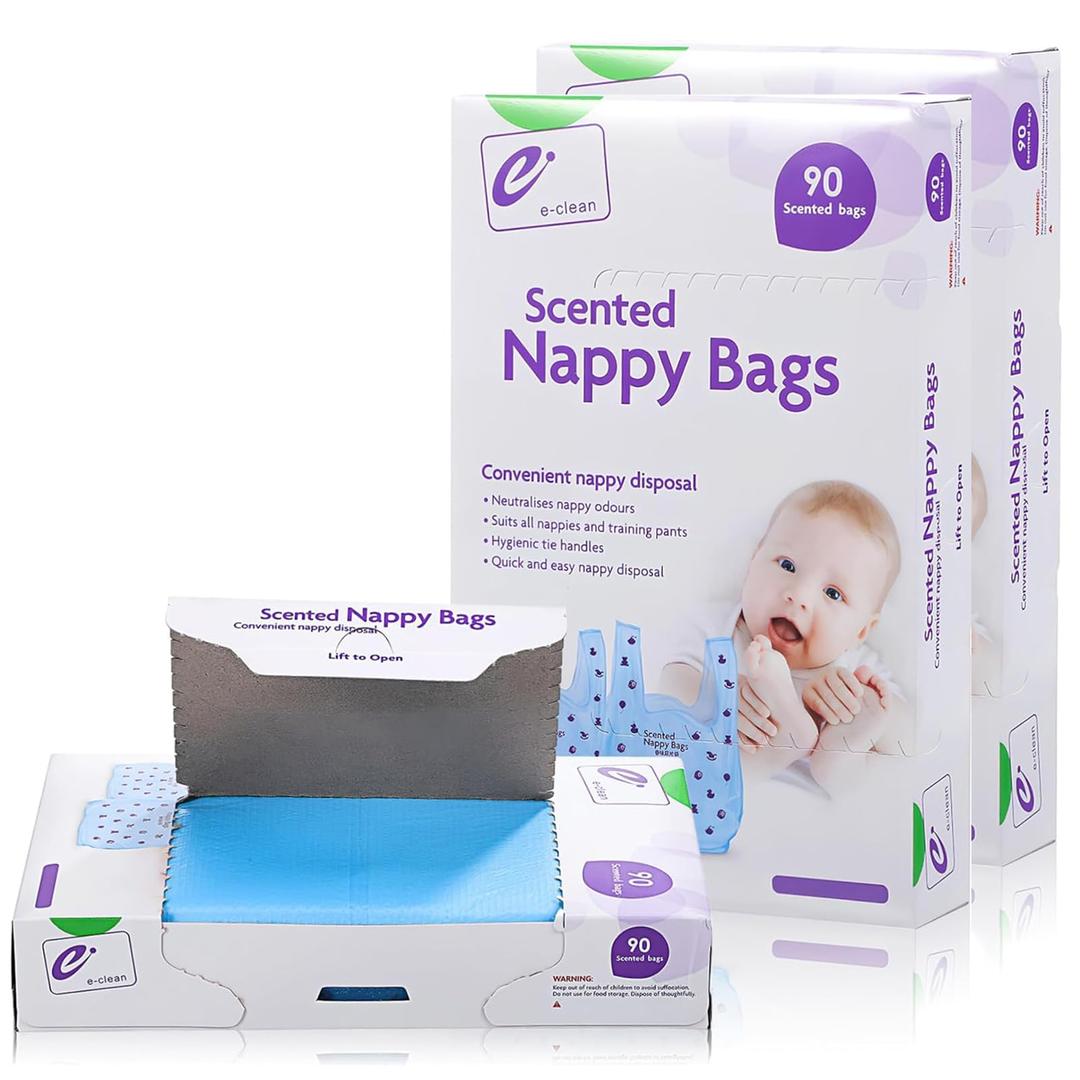 ANTOLE Baby Disposable Diaper Bags,3 Pack Diaper Sacks,Diaper Disposal or Pet Waste Bags,Biodegradable Baby Nappy Bag,Diaper Trash Bag for Travel,Camping,Outdoor(Total 270 Bags)