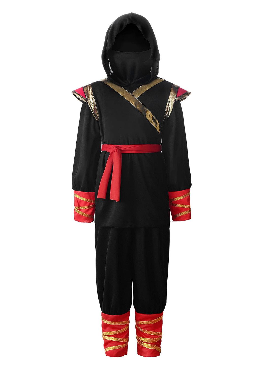 ReliBeautyKids Ninja Costume for Boys,Black & Red