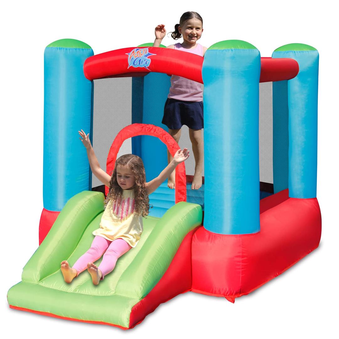 ACTION AIR Toddler Inflatable Bounce House w/Blower, Durable Sewn & Extra Thick for Indoor/Outdoor Fun with Slide