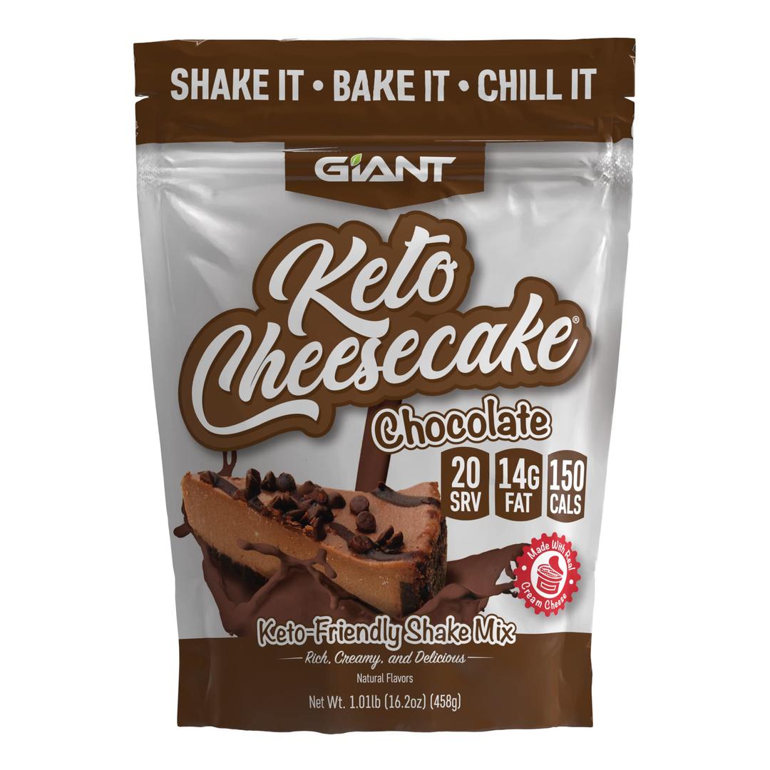 Giant Sports Keto Cheesecake Shake Mix - Delicious Low Carb, Ketogenic Diet Gluten Free Powder Mix - Works Great with Almond Milk - Chocolate (20 Serving Bag)