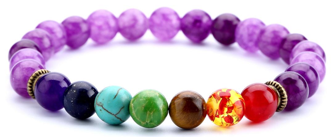 HamoeryMen Women 8mm Lava Rock 7 Chakra Aromatherapy Essential Oil Diffuser Bracelet Elastic Natural Stone Yoga Beads Bracelet Bangle