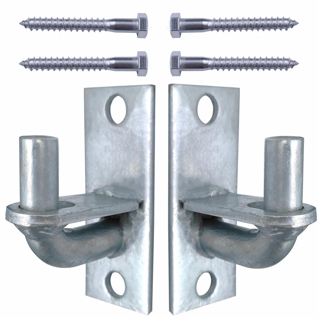 2 Pack Wall Mount Gate Hinges with Screws, Heavy Duty Farm Gate Hinges, Chain Link Fence Gate Hinges Fence Post Chain Link Gate Hinge with 5/8 Hinge Pin