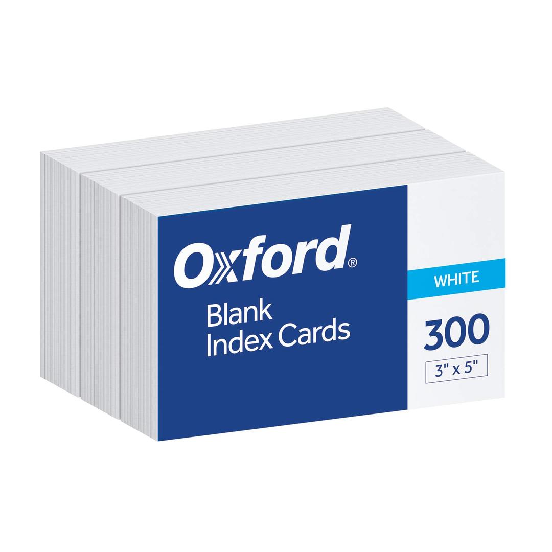 Oxford 3 X 5 Inches Blank Ruled Index Card, 300 Count, White (10013) (Material - Paper)