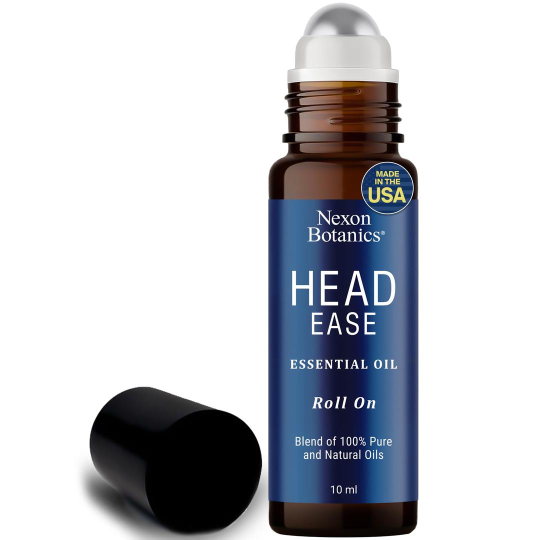 Head Ease Essential Oil Roll On - Natural Migraine Relief Essential Oil Roll-On - Headache Relief Essential Oil Roller - Head Ache Relief Essential Oil Rollon Stick - Nexon Botanics - 10ml