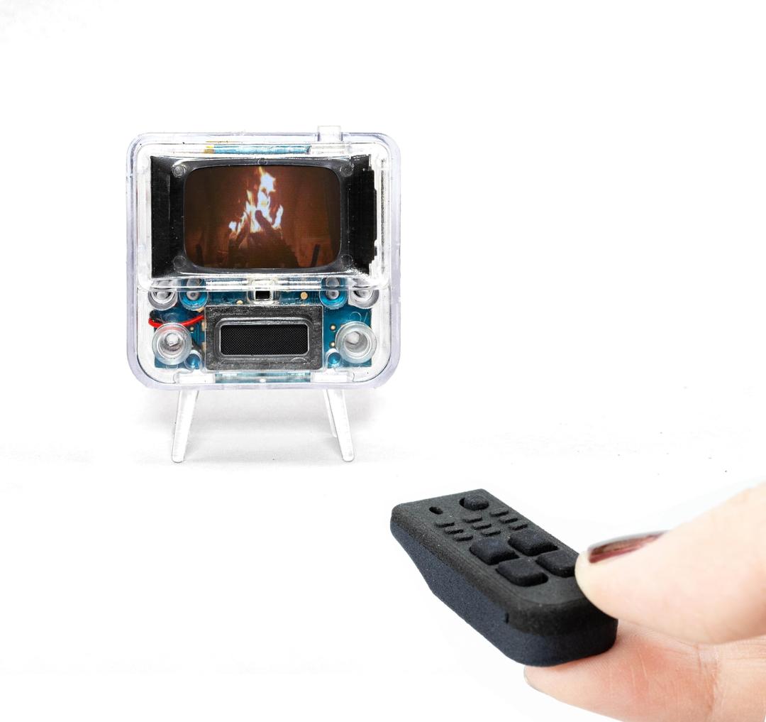 TinyTV 2 - Portable Retro Television with Working Rotary knobs - Load Your own Videos Easily via USB onto Your own minature TV (Clear)