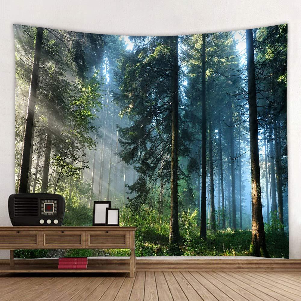 Llamazing Forest Tapestry Home Decor Landscape Tapestry Living Room Bedroom Decoration Tapestry Magic Tapestry Curtain (Morning Forest, 78''L×60''W)