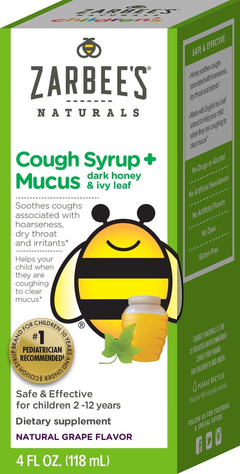 Zarbee's Children's Cough Syrup + Mucus Daytime, Grape 4oz