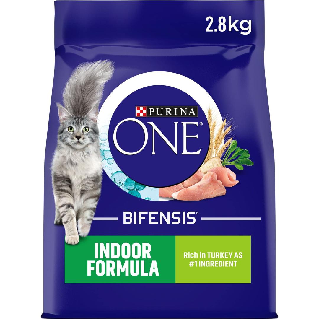 PURINA ONEIndoor Dry Cat Food Turkey and Wholegrain 3 kg Pack of 4