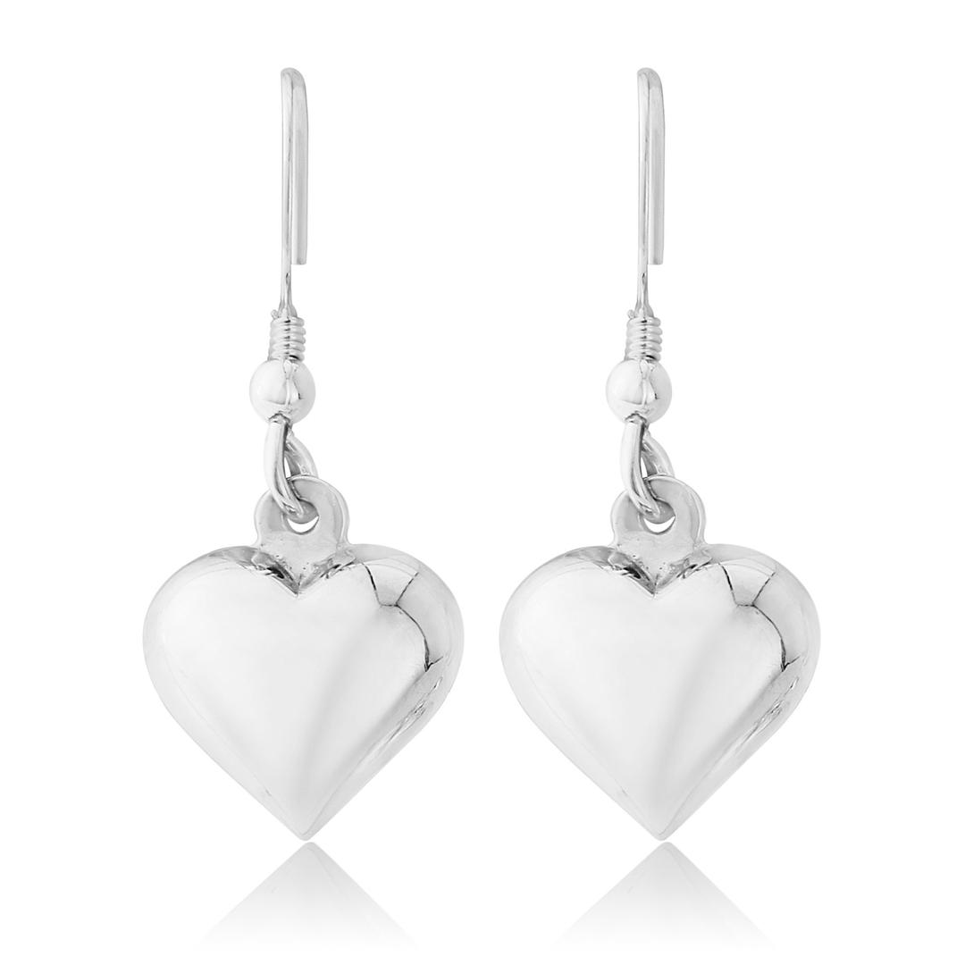 TRINKBrand Sterling Silver Puff Heart Drop Earrings