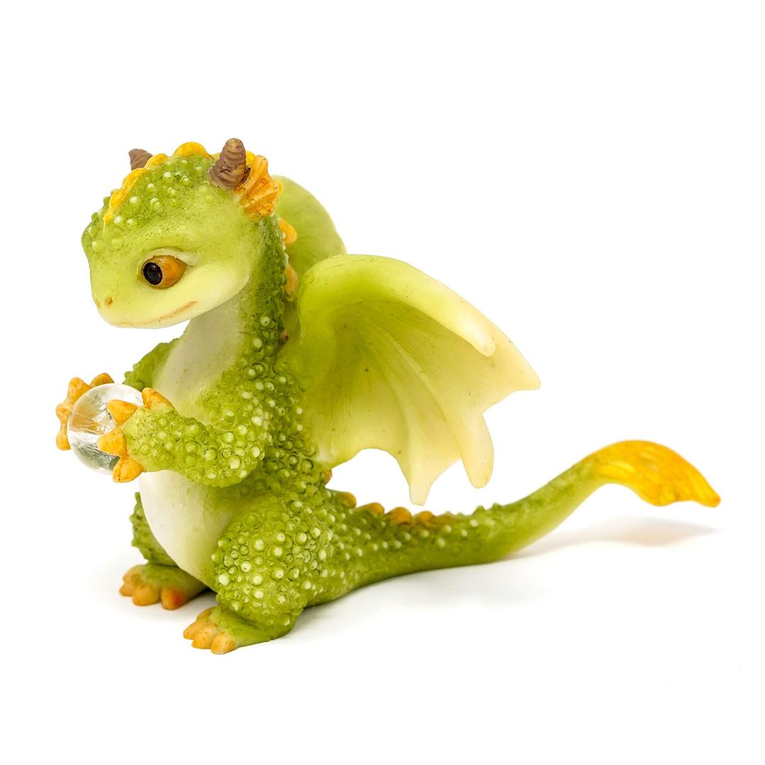 Top Collection Rex The Green Dragon - Mini Collectible Fantasy Figurine (Crystal Orb)