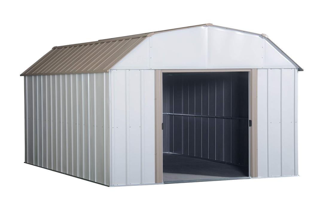 Arrow LX1014-C1 Galvanized High Gable Steel Storage Building, 10 x 14', Eggshell