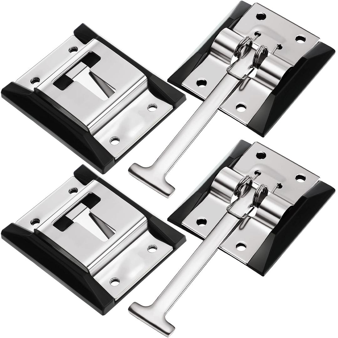 Frienda 2 Sets RV Door Holder T-Style Camper Door Latch Stainless Steel Trailer Door Latch Trailer Door Holder RV Door Catch for Cargo Camper Hatch Motorhome Trailer RV, Silver