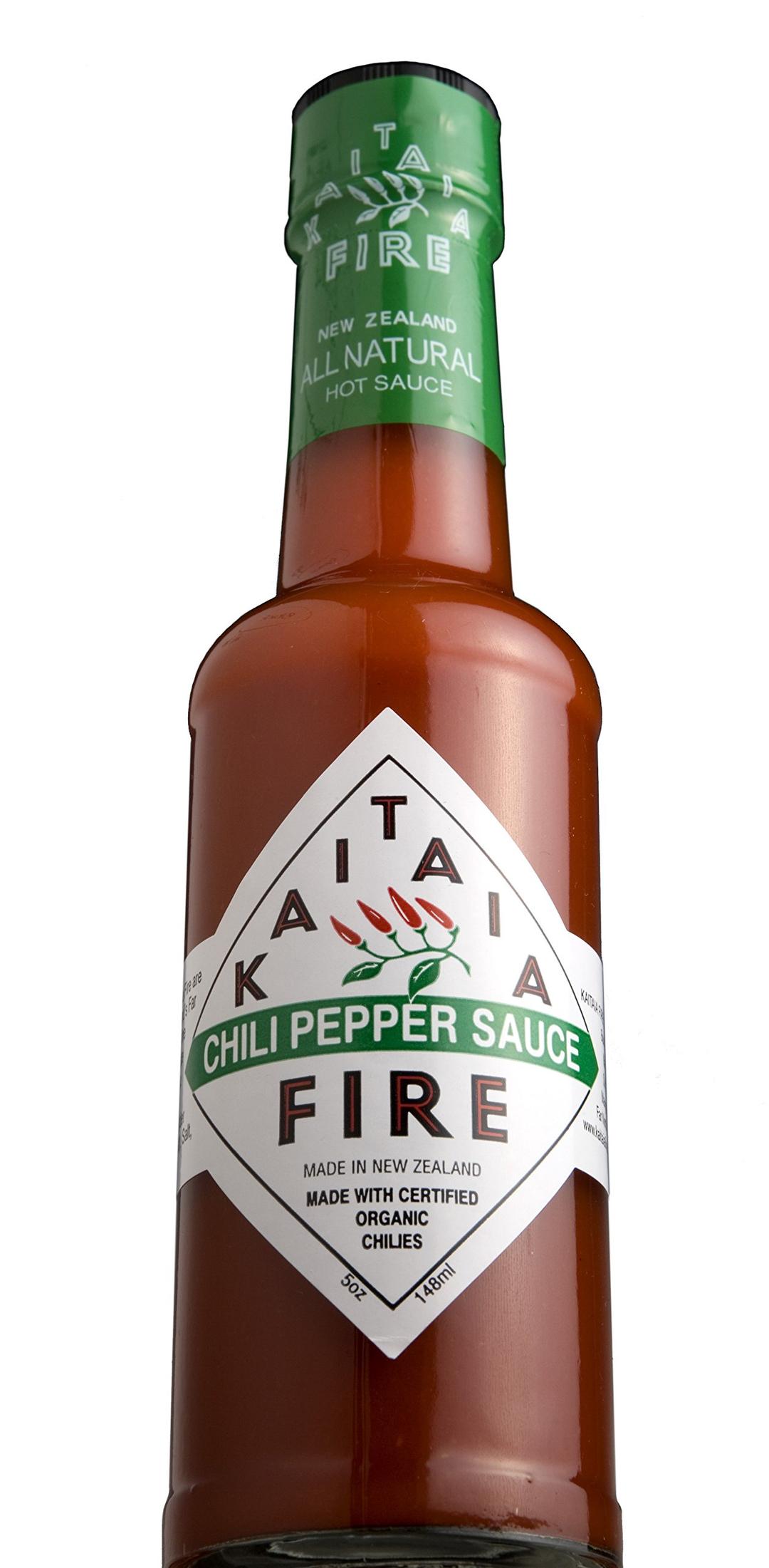 New Zealand's Famous Kaitaia Fire Chili Pepper Hot Sauce Made with Organically Grown Cayenne Chilis