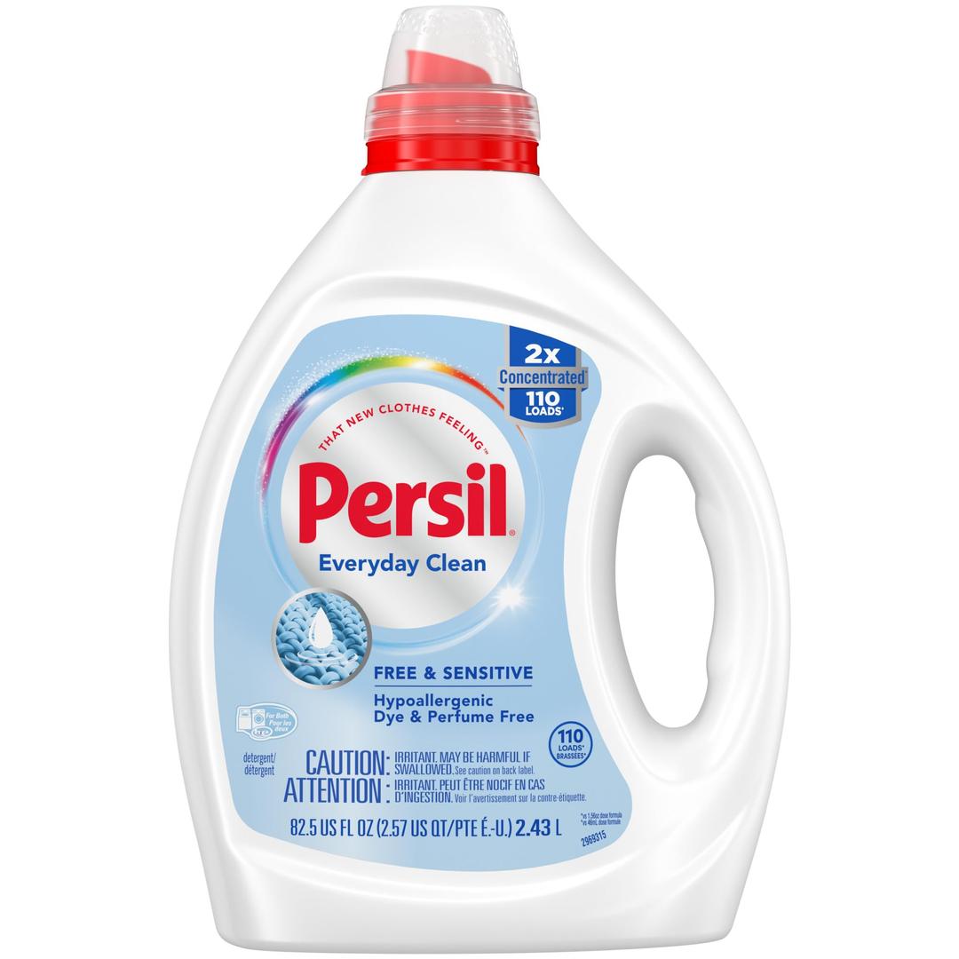 PersilFree & Sensitive Liquid Laundry Detergent, Unscented and Hypoallergenic for Sensitive Skin, 2X Concentrated, 82.5 fl oz, 110 Loads