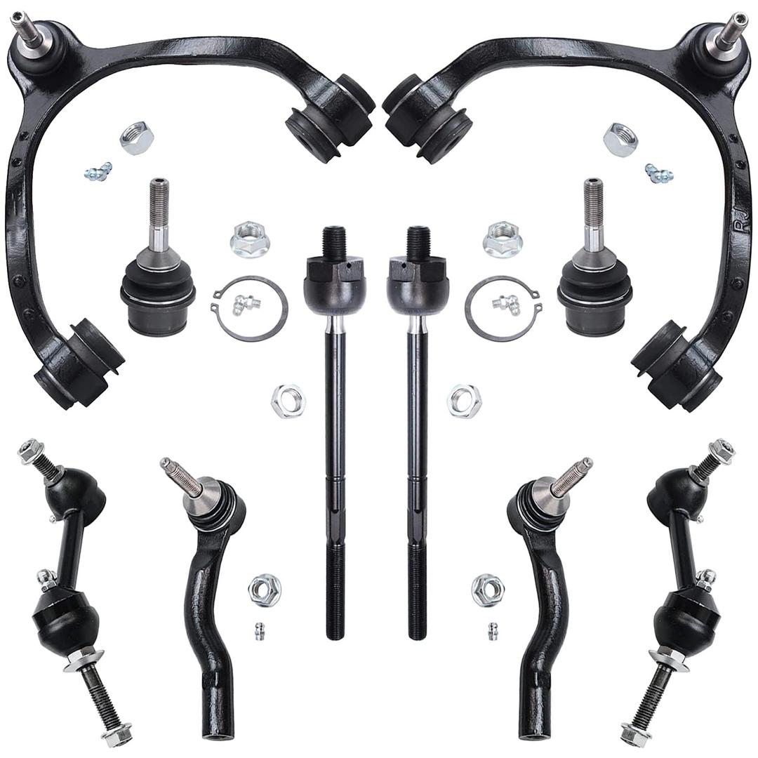 Detroit Axle - Front End 10pc Suspension Kit for 03-11 Ford Crown Victoria Lincoln Town Car Mercury Grand Marquis, 03-04 Marauder, Upper Control Arms Sway Bars Lower Ball Joints Tie Rods Replacement