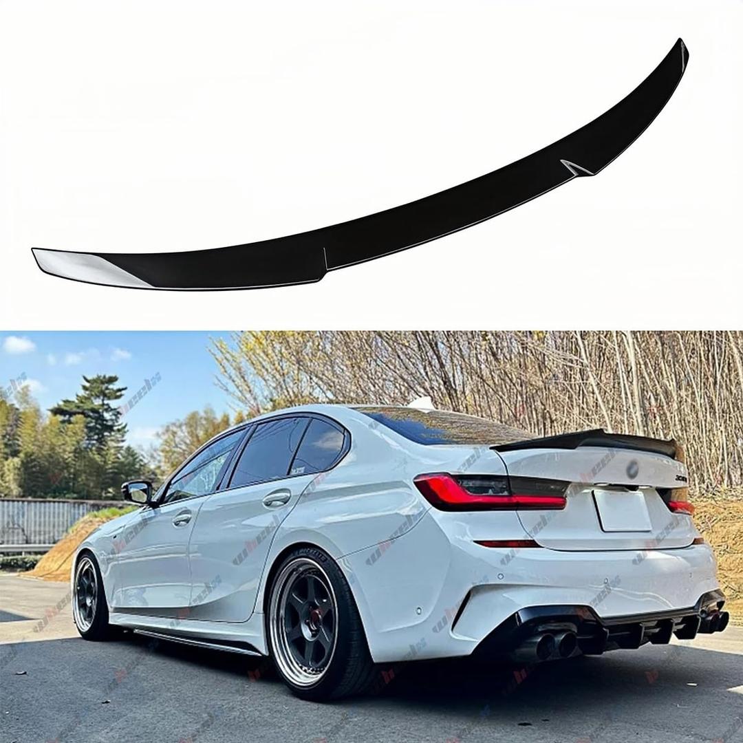 Rear Spoiler Compatible with 2019-2024 BMW G20 3 Series & G80 M3, M4-Style Duckbill Fits for 19-24 330i 330e 340i M3 M340i Sedan, Trunk Exterior High Kick Tail Deck Lid Wing Lip (Glossy Black)