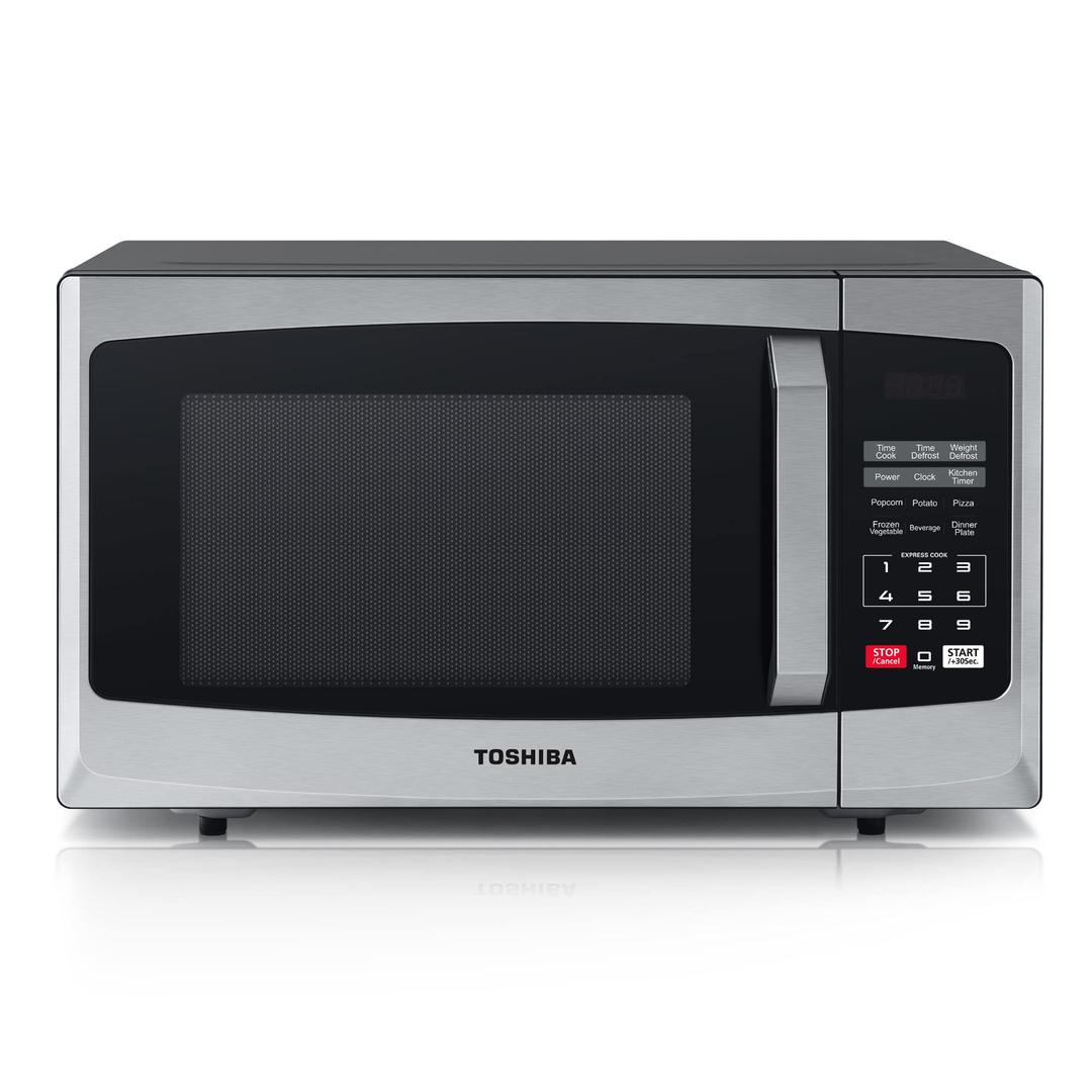 Toshiba800w 23L Microwave Oven with Digital Display, Auto Defrost, One-Touch Express Cook, 6 Pre-Programmed Auto Cook Settings, and Easy Clean - Stainless Steel - ML-EM23P(SS)