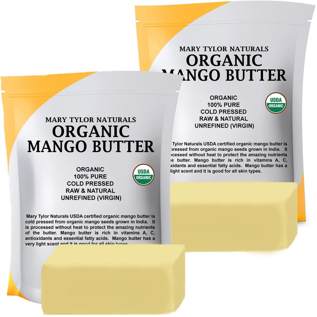 Mary Tylor Naturals Pure and Natural Mango Butter 2 lb — Cold Pressed, Unrefined,Raw Pure Mango Butter — Great for DIY projects and can be used for skin, hair and nails.