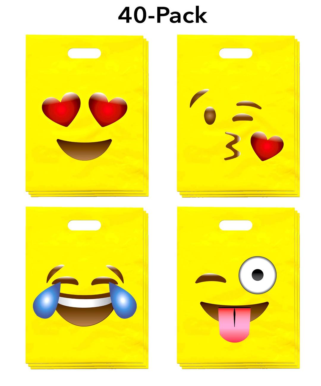 Emoji Party Favor Bags 40-Pack (9x12), Great for Kids Birthday Parties, Celebrations, Fun Classroom Rewards & Treats, Carnivals, Games & Candy Goodie Grab Bag, Deluxe Emoticon Gift Supplies