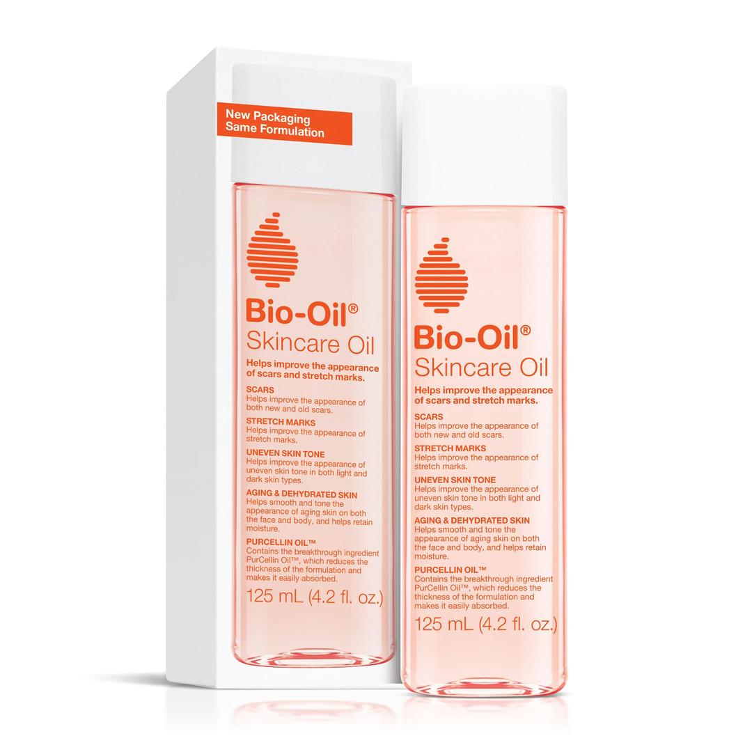 Bio-Oil Skincare Body Oil, Serum for Scars and Stretchmarks, Face Moisturizer Dry Skin, Non-Greasy, Dermatologist Recommended, Non-Comedogenic, For All Skin Types, with Vitamin A, E, 4.2 oz