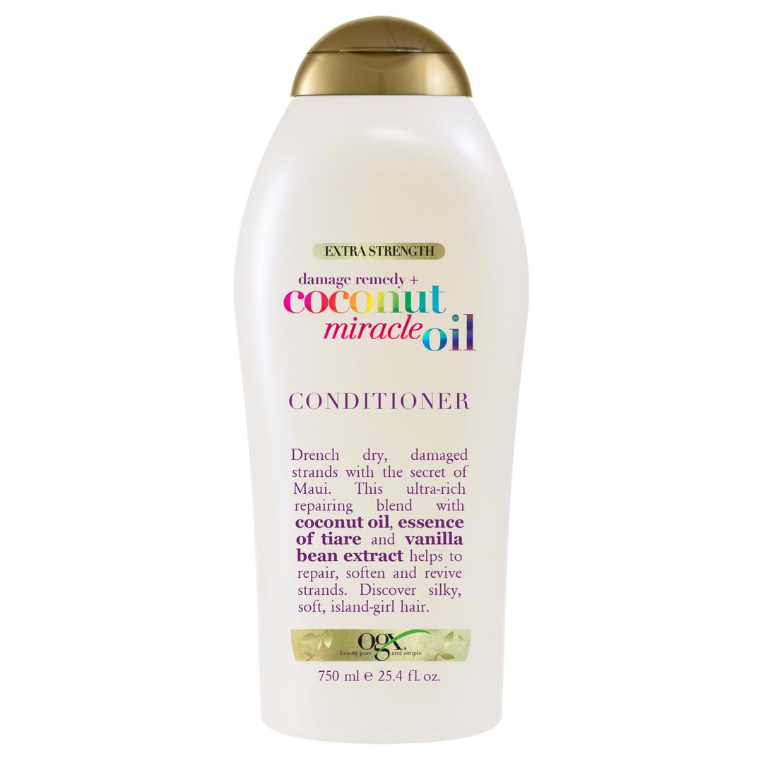 OGX Extra Strength Damage Remedy + Coconut Miracle Oil Conditioner for Dry, Frizzy or Coarse Hair, Hydrating & Flyaway Taming Conditioner, Paraben-Free, Sulfate-Free Surfactants, 25.4 Fl Oz