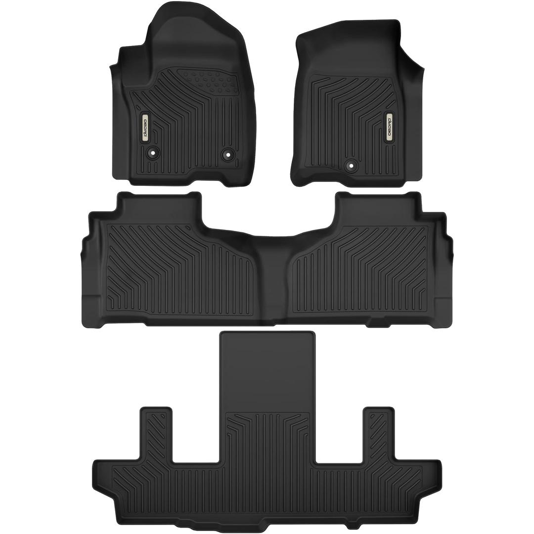 OEDRO Floor Mats 3 Row Liner Set fit for 2021-2025 Chevrolet Suburban/GMC Yukon XL 7-Seat - with 2nd Row Bucket Seats, Unique Black TPE All-Weather Floor Mat Set Liners