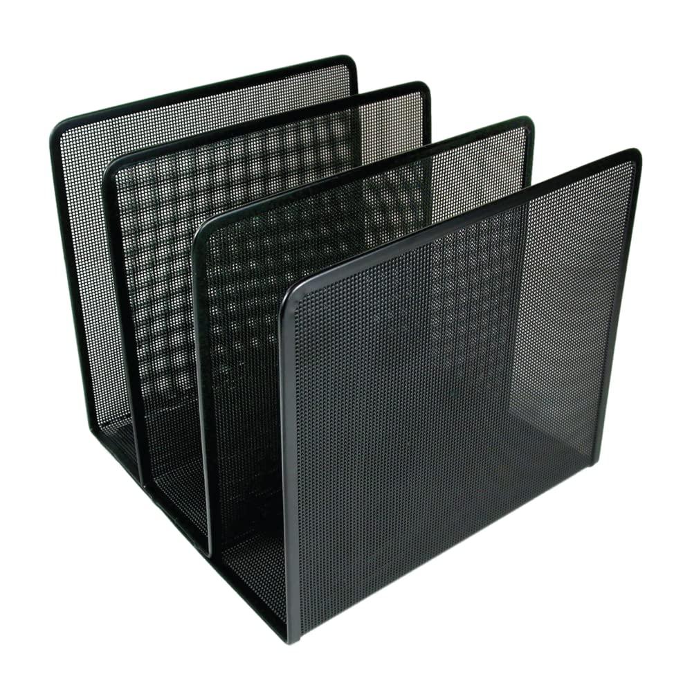 Artistic Contemporary Mesh Metal Desktop File Sorter for Neat and Organized Surfaces in Office, School, and Home, Black