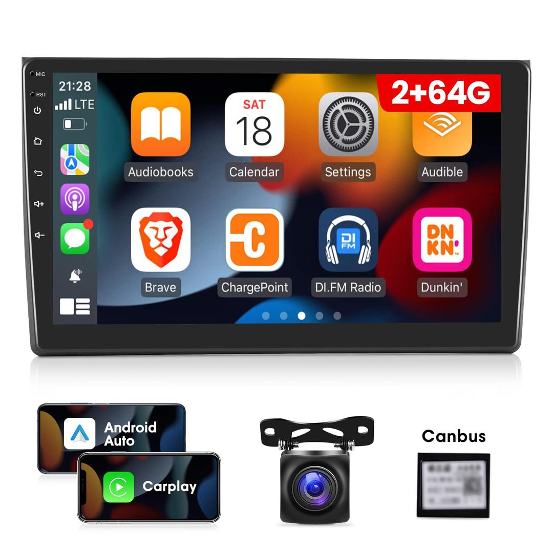 Car Radio for Audi A4/S4/RS4 (2002-2007) Seat Exeo (2008-2012), [2G+64G] 9 inches Touch Screen Android Stereo, Carplay/Android Auto/Hi-Fi/1080P/Bluetooth/SWC + AHD Backup Camera