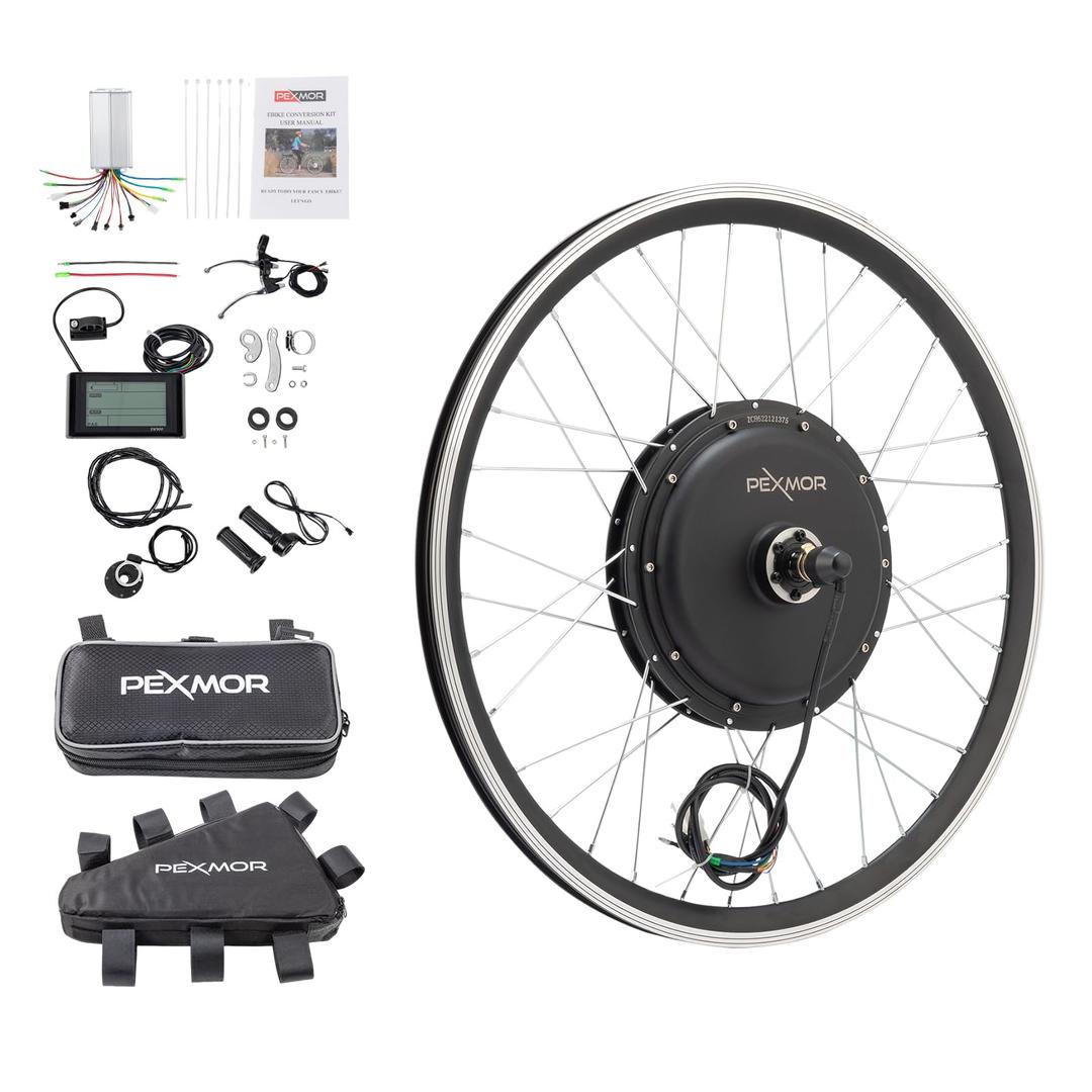 PEXMOR Electric Bike Conversion Kit, 20"/24" Front Wheel Ebike Conversion Kit, 36V 750W Electric Bike Hub Motor Kit w/3 Mode Controller/PAS/LCD Display/Twist Throttle Electric Bicycle Ebike Kit