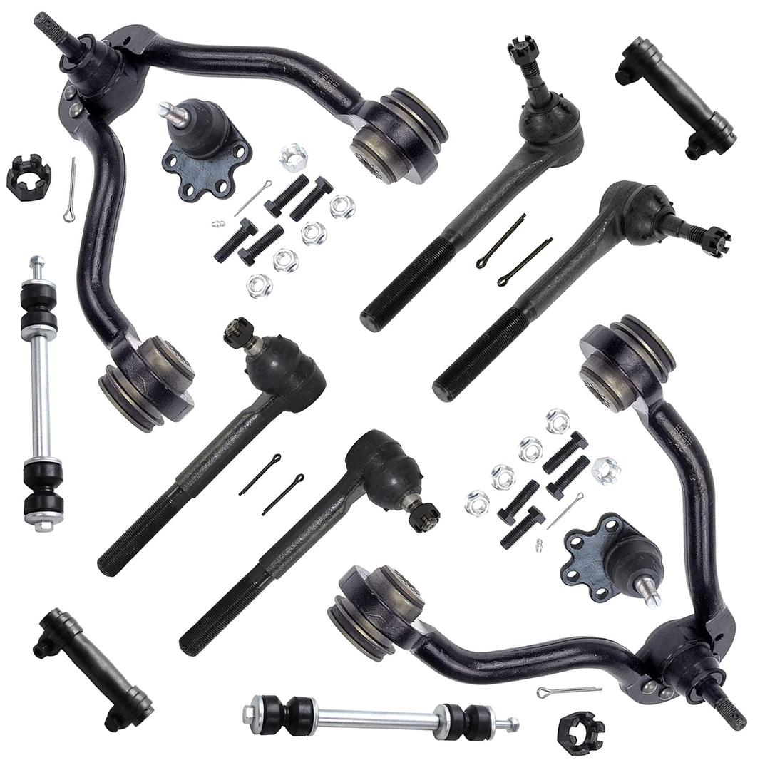 Detroit Axle12pc Front End Suspension Kit for Chevy GMC Tahoe Blazer K1500 Suburban K2500 Upper Control Arms Lower Ball Joints Sway Bars Tie Rods Replacement Adjusting Sleeves