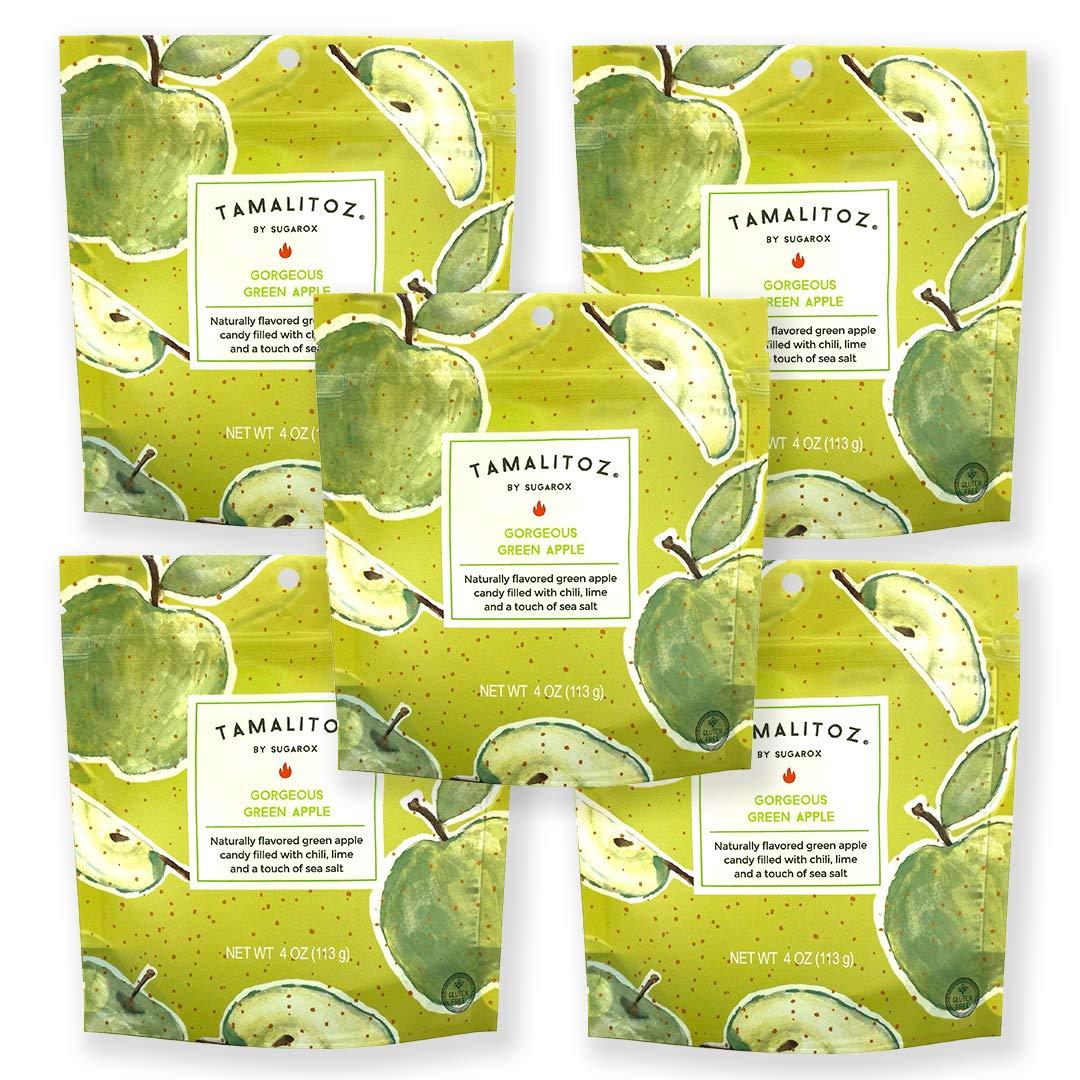 Tamalitoz by Sugarox5 Pack Gorgeous Green Apple - Sweet & Spicy Green Apple Hand Crafted hard Candy made with mild Chili powder, lime and sea salt.