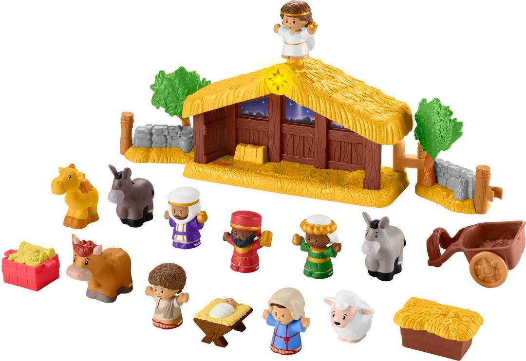 Fisher-Price Little People Toddler Toy Nativity Set with Music Lights & 18 Pieces for Christmas Pretend Play Kids Ages 1+ Years​