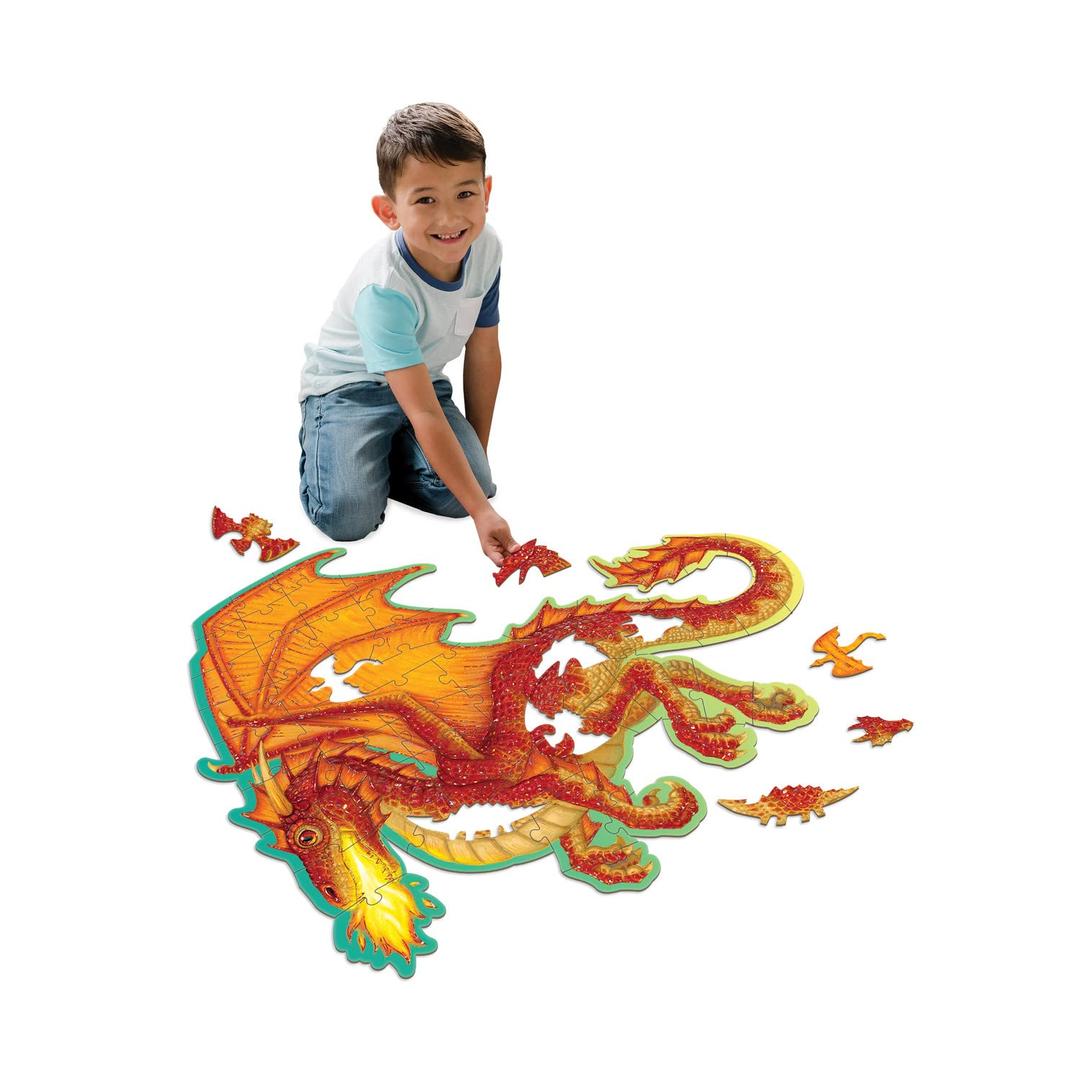 Peaceable Kingdom Dragon Puzzle – Floor Puzzles for Kids Ages 5 & Up – includes 55 Sturdy Pieces & Carrying Case with Corded Handle