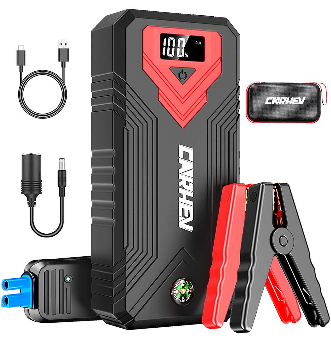 3000A Jump Starter, 24000mAh Car Battery Jump Starter (up to 8.0L Gas and 8.0L Diesel Engine) Battery Jumper Starter Portable, 12V Car Jumper Starter Portable with LED Light and USB QC 3.0