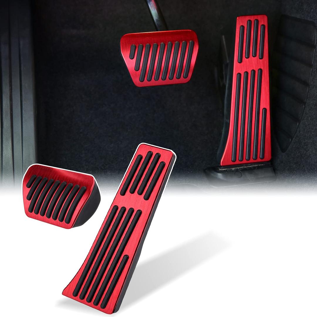 Thenice for BMW 3 4 5 7 Series X3 X4 X5 X6 X7 Anti-Slip Foot Pedals Aluminum Automatic Brake and Gas Accelerator Pedal No Drilling Covers -Red