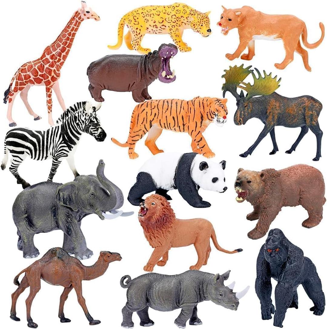 Big Size Animals Jumbo Safari Toys For Kids Figures Toys, Realistic Jumbo Wild Zoo Animals Figurines Plastic Africa Jungle Animals Playset for Kids, Animals set