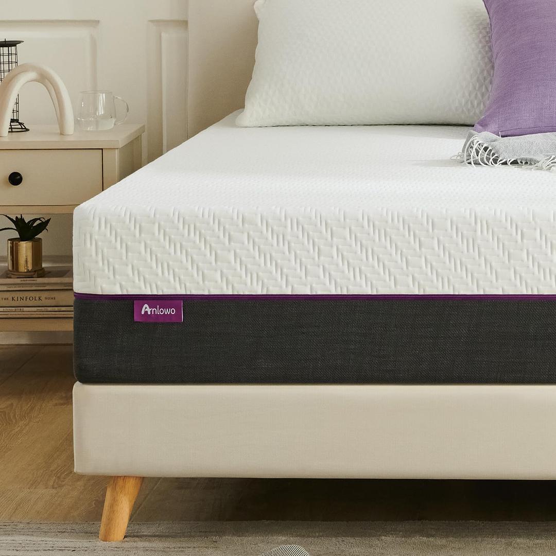 Anlowo Double Mattress, Memory Foam Mattress, Skin-friendly Mattress, Medium Firm with Soft Fabric, Fire Resistant Barrier, Breathable Mattress, Durable for Double Bed 135x190x20cm