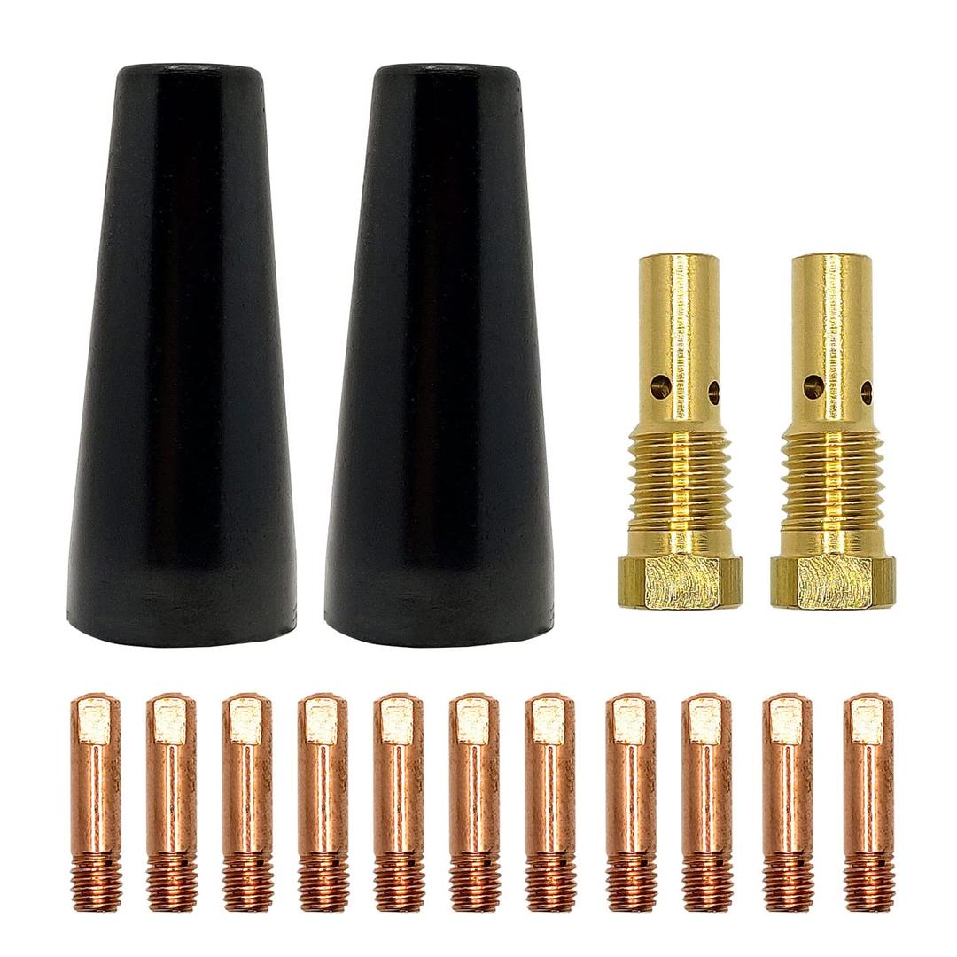 14PCS Flux Core Gasless Nozzle Tips Kit K3493-1, Compatible with Century FC90/80GL | Forney Easy Weld | Titanium Easy Flux | Lincoln | Craftsman | Chicago Electric, with .030" Tips.