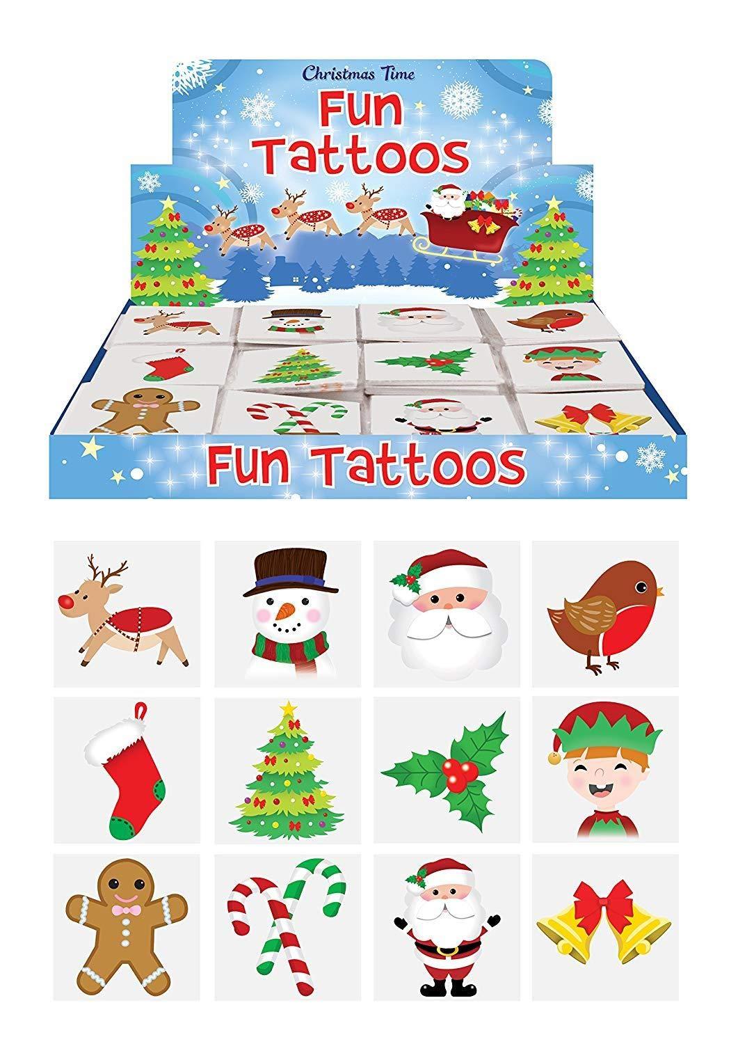 Henbrandt 120 x Mini Christmas Temporary Transfer Tattoos for Children Kids Festive Xmas Stocking Advent Calendar Fillers for Boys and Girls