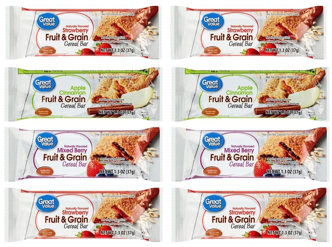 Great Value - Fruit & Grain Bars - Variety 8 Pack - Plus GTF Sticker & Spearmint Gum Stick