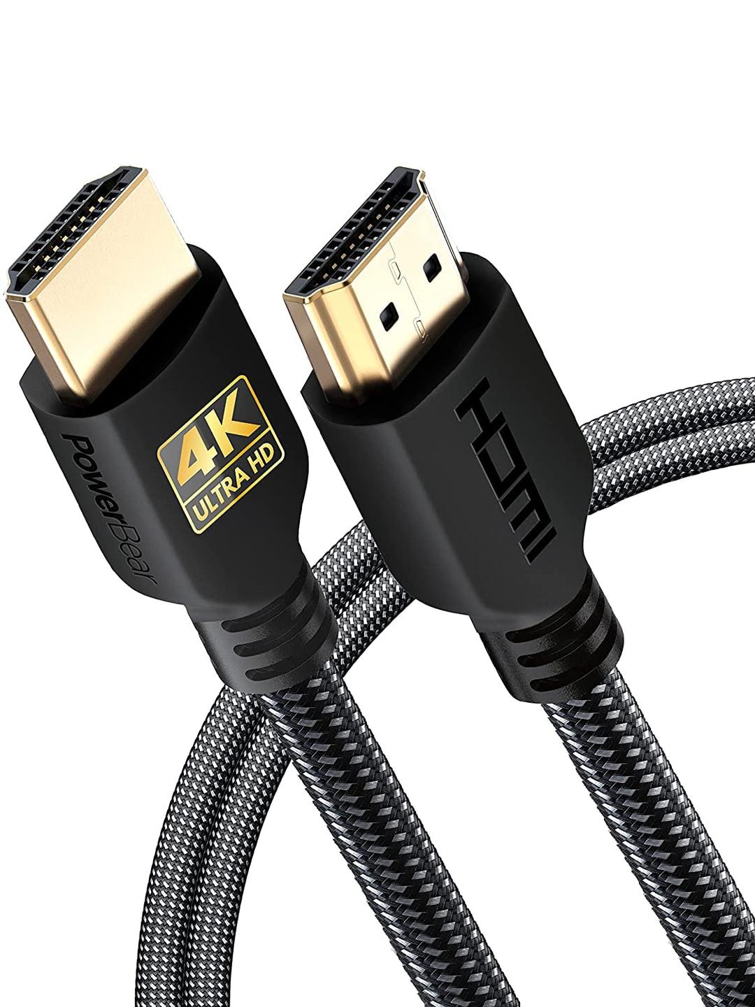 PowerBear 4K HDMI Cable 6 ft | High Speed, Braided Nylon & Gold Connectors, 4K @ 60Hz, Ultra HD, 2K, 1080P, ARC & CL3 Rated | for Laptop, Monitor, PS5, PS4, Xbox One, Fire TV, Apple TV & More