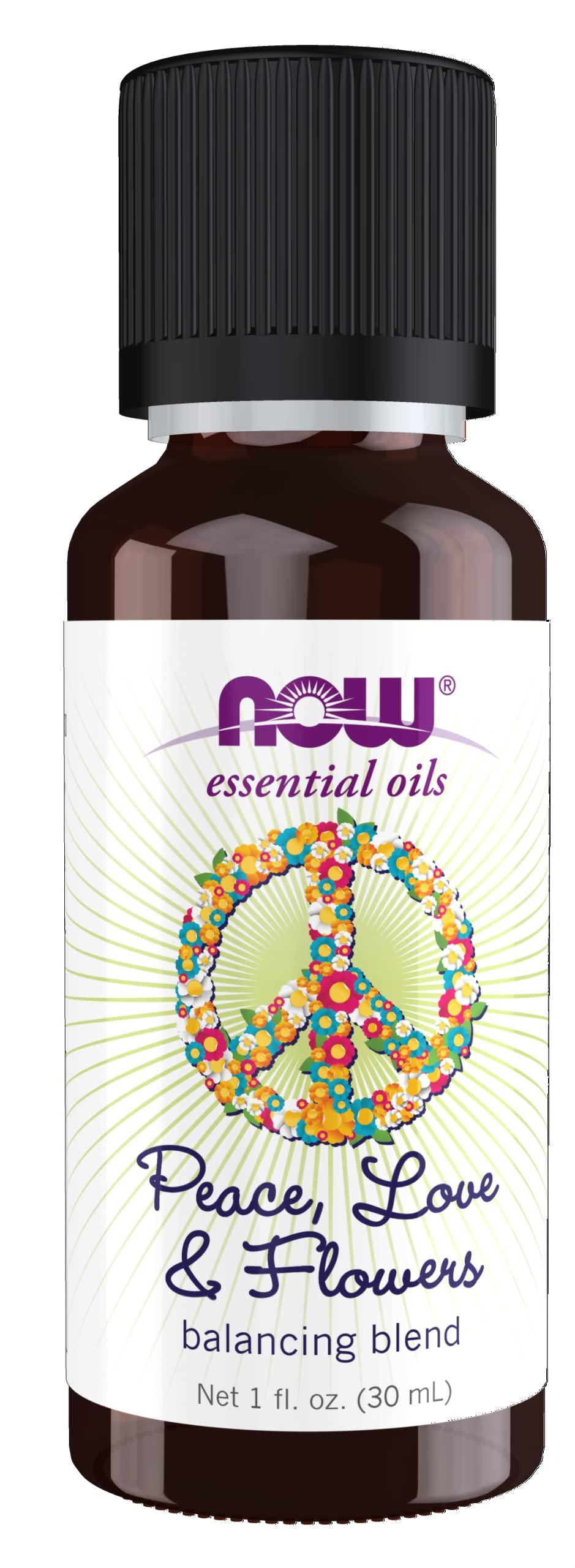 NOW FoodsEssential Oils, Peace, Love and Flowers, Sweet Floral Aromatherapy Scent, Blend of Pure Essential Oils, Vegan, Child Resistant Cap, 1-Ounce