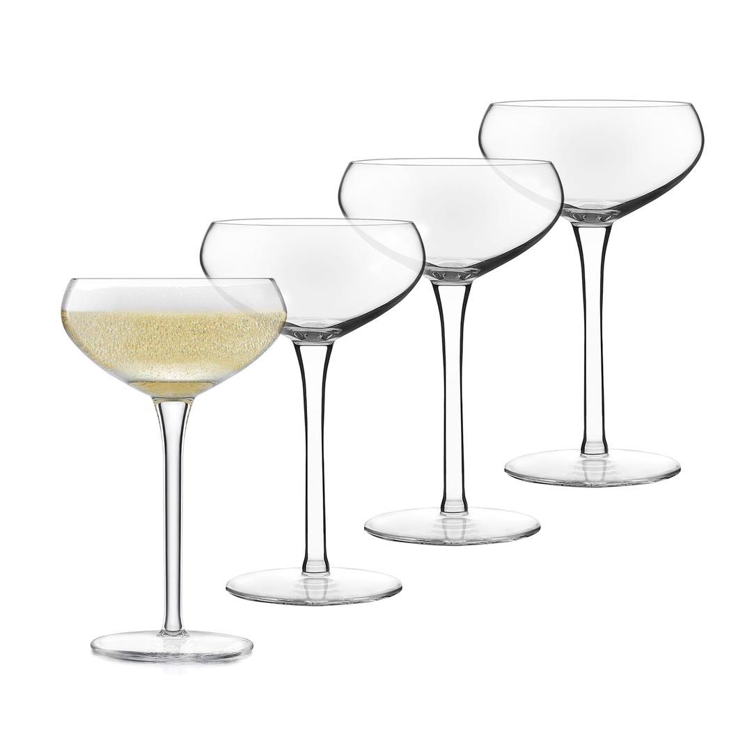 LibbeySignature Kentfield Coupe Cocktail Glasses Set of 4, Coupe Bowl Stemmed Cocktail Glasses, Dishwasher Safe Champagne Coupe Glasses Gift Set