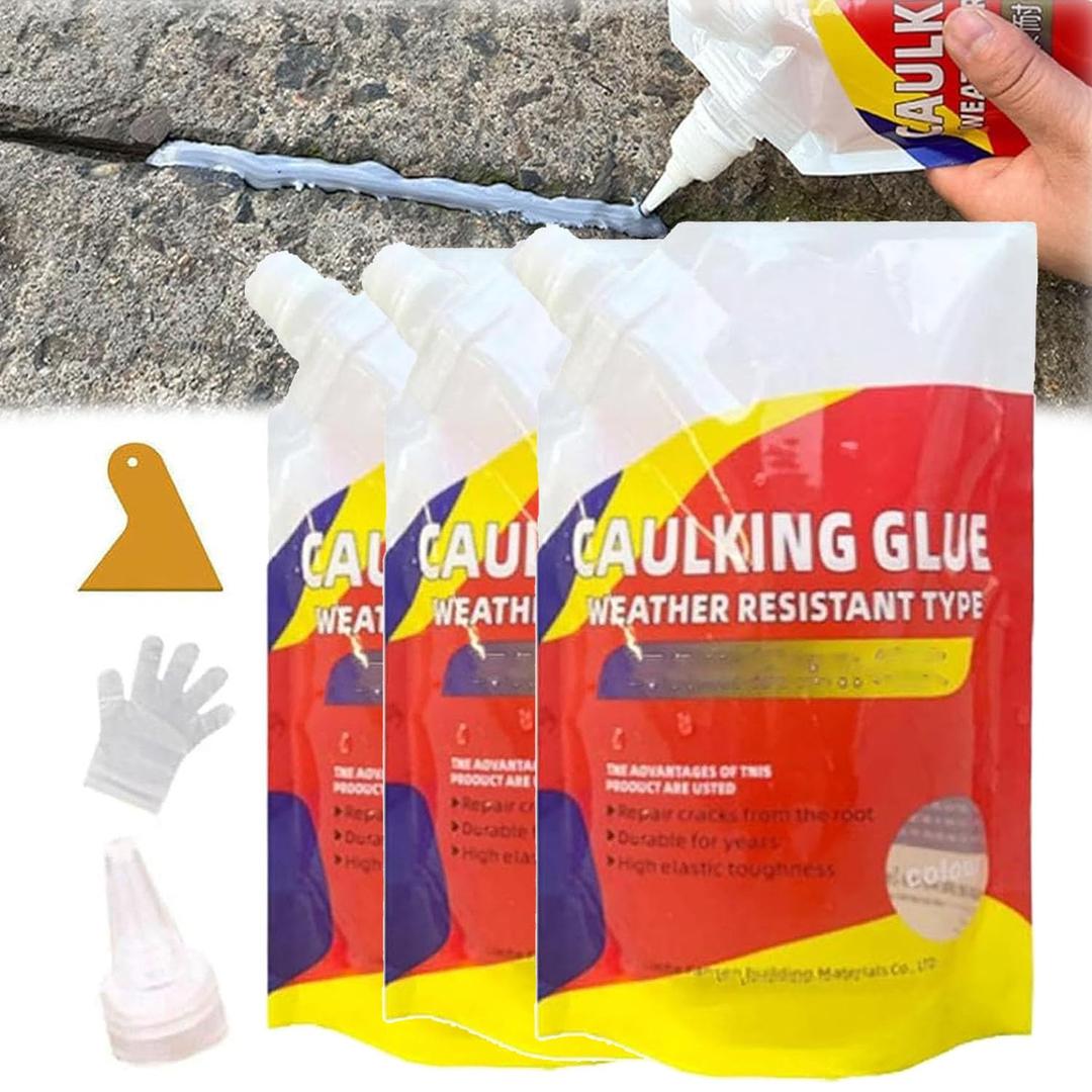 Slab Concrete Crack Waterproof Repair Sealant, Concrete Crack Waterproof Repair Sealant, Caulking Glue Weather Resistant Type, Quick-Drying Sealing Adhesive (3pcs)