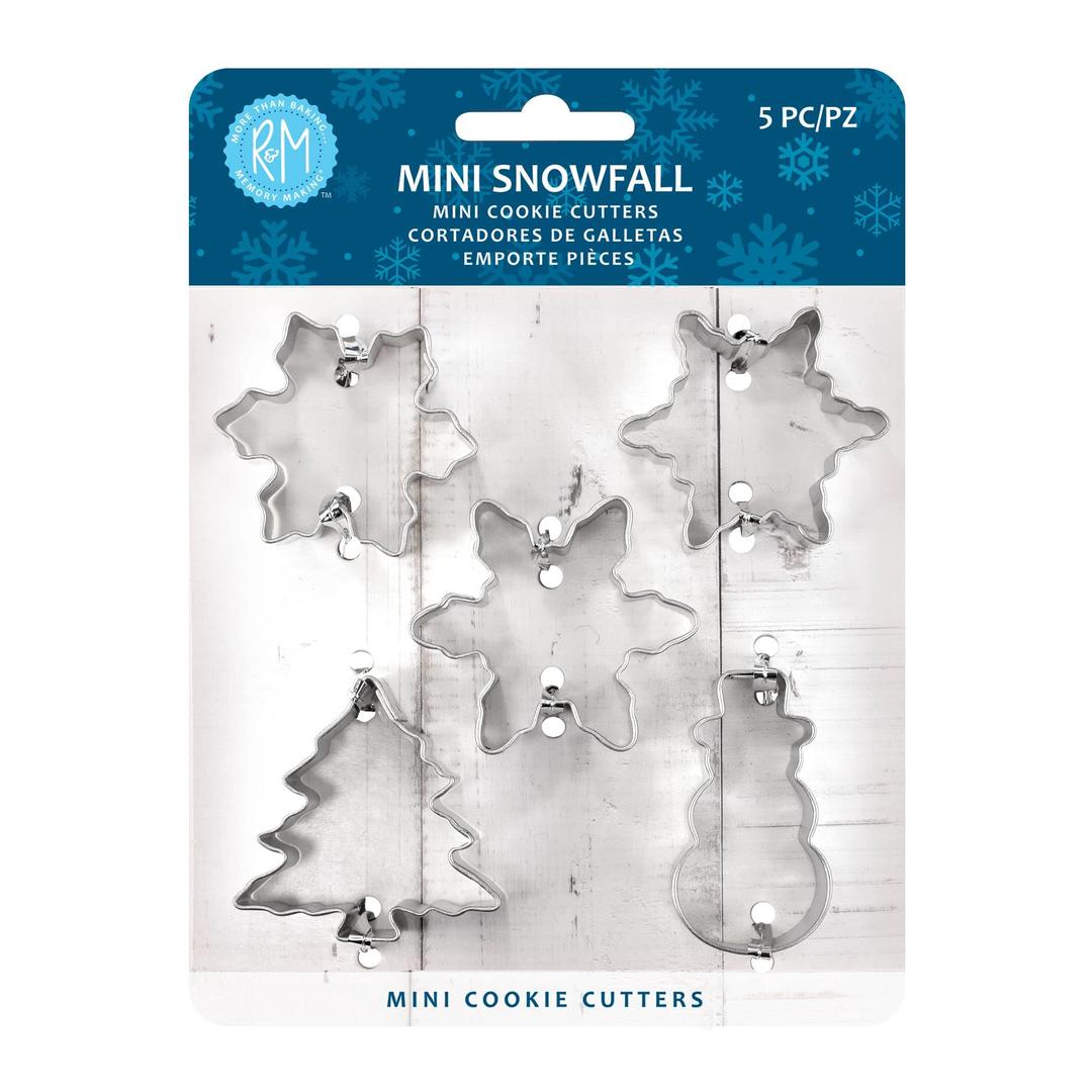 Mini Snowfall Cookie Cutters, Snowman, Tree, 3 Snowflakes, 5-Piece Set