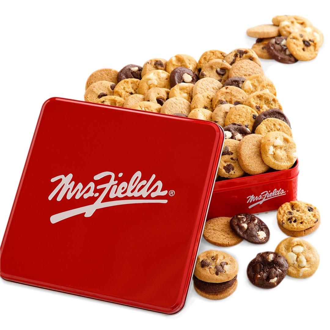 Mrs. Fields - 60 Nibblers Signature Cookie Tin, Assorted with 60 Nibblers Bite-Sized Cookies in our 5 Signature Cookie Flavors (60 count)